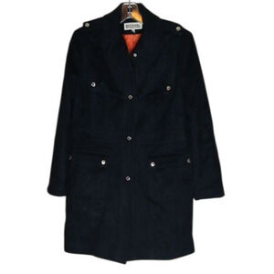 Michael Michael Kors Wool Military Coat Women’s 8 Black Long Utility Jacket Coat